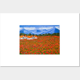 Meadow with red poppies Posters and Art